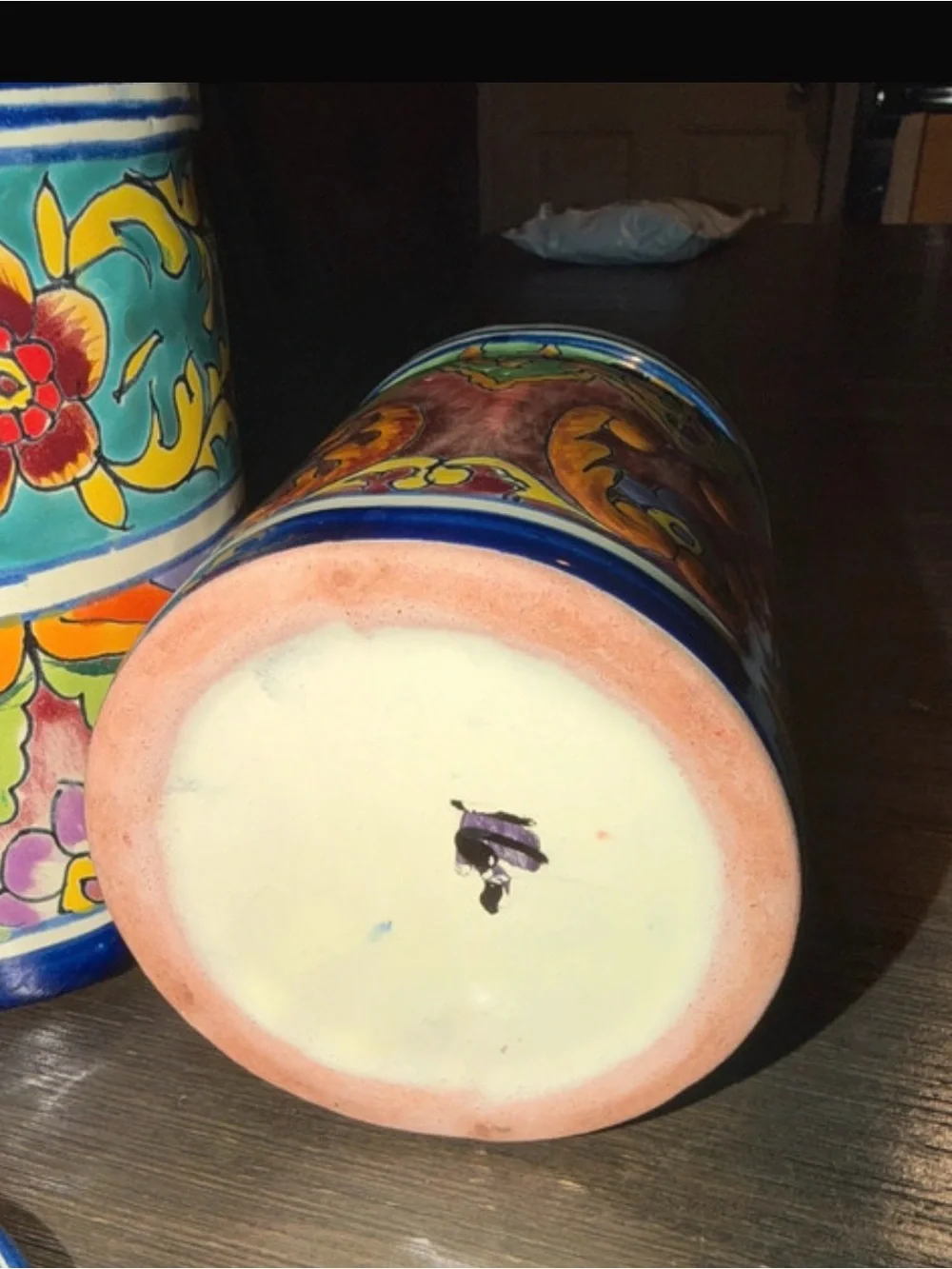 Hand-Painted Ceramic Canisters in Bright Multicolor